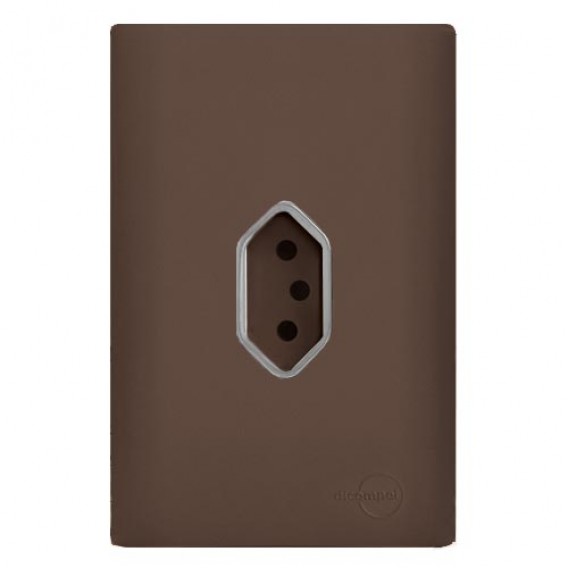 Conjunto Tomada Vertical 20A - Novara Especiais Marrom Fosco Conjunto Tomada Vertical 20A - Novara Especiais Marrom Fosco